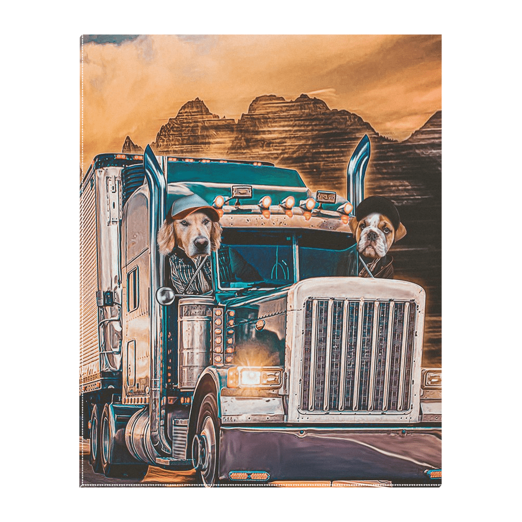 'The Truckers' Personalized 2 Pet Standing Canvas