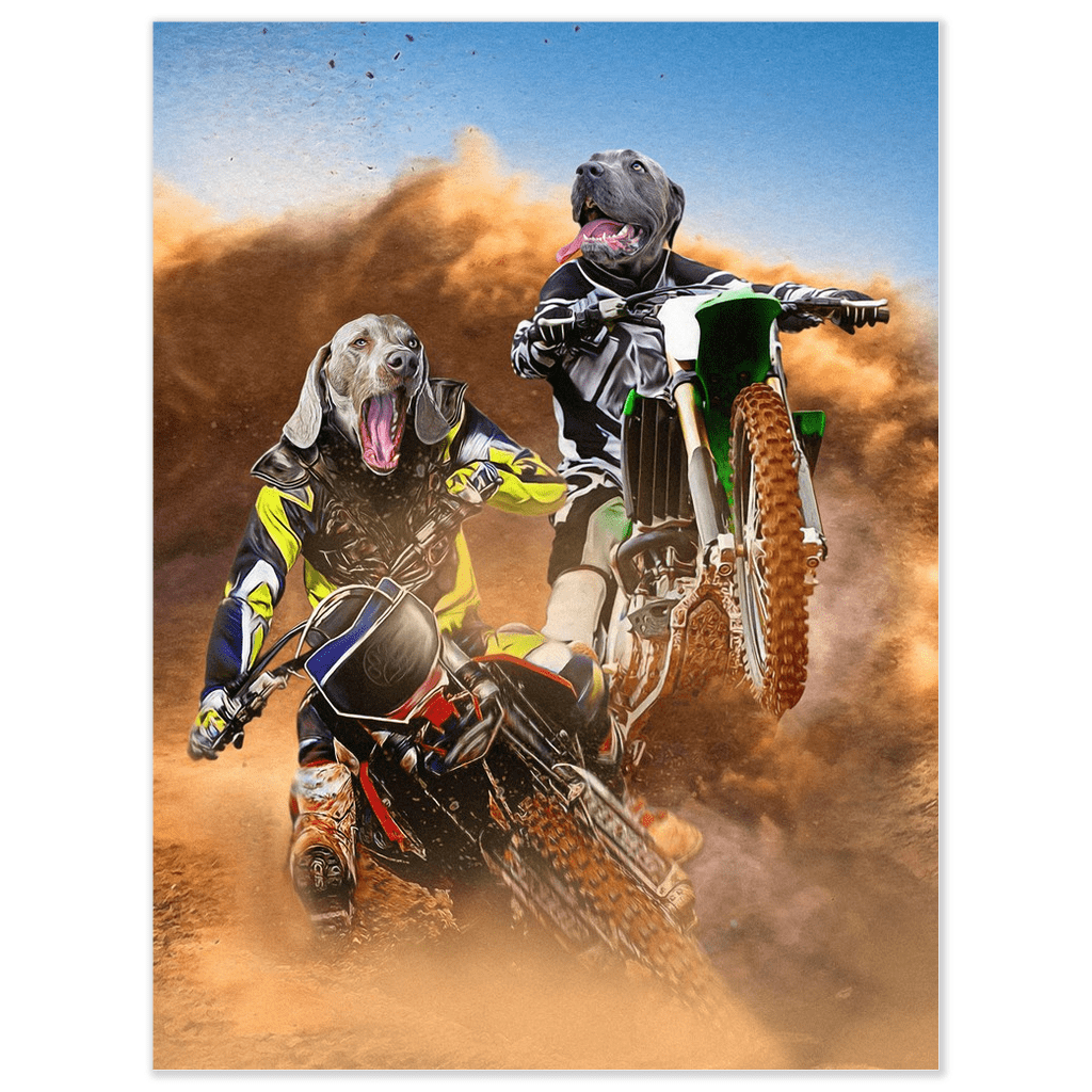 &#39;The Motocross Riders&#39; Personalized 2 Pet Poster