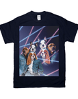 Camiseta personalizada con 3 mascotas 'Retrato Lazer de los años 80 (2 hembras/1 macho)' 