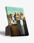 'American Pawthic' Personalized 2 Pet Standing Canvas