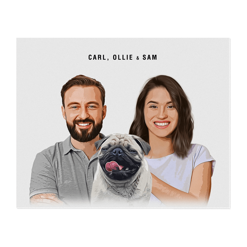 Personalized Modern Pet &amp; Humans Standing Canvas