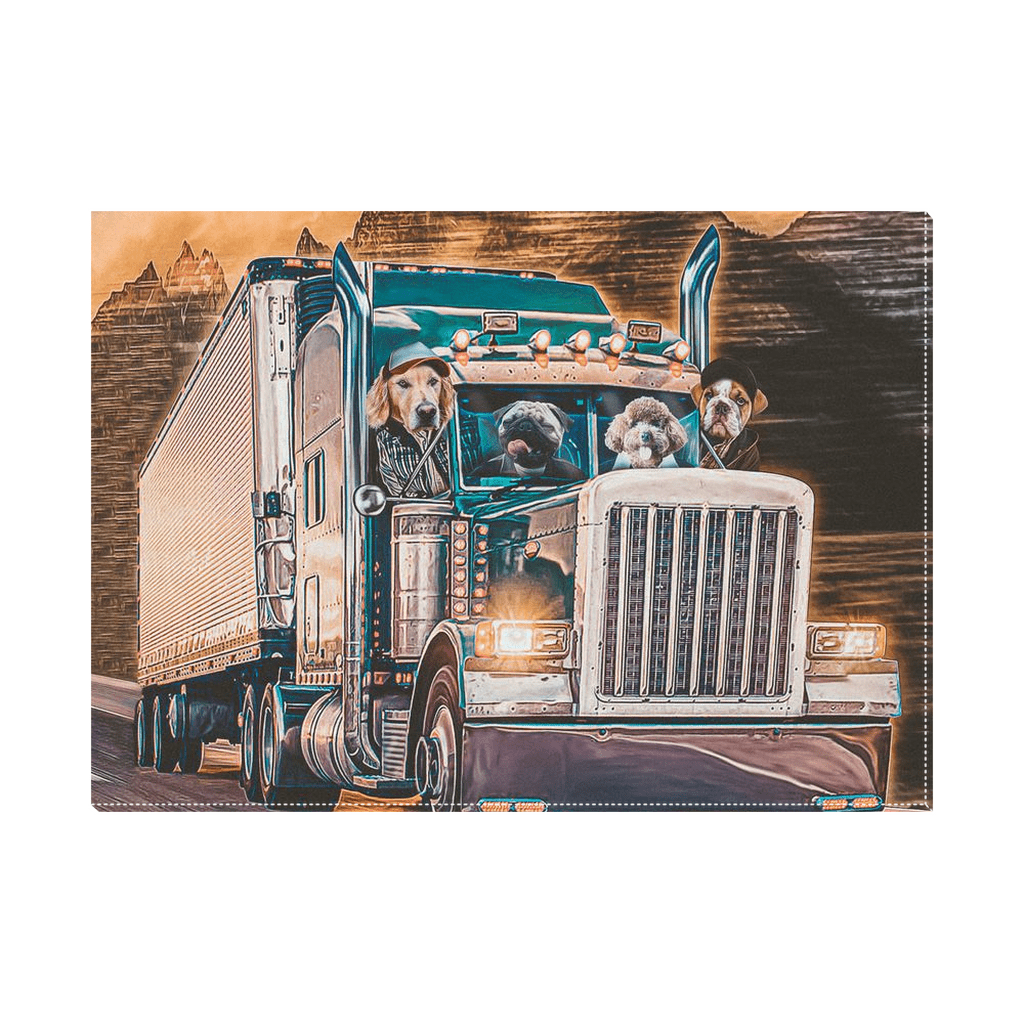 &#39;The Truckers&#39; Personalized 4 Pet Standing Canvas