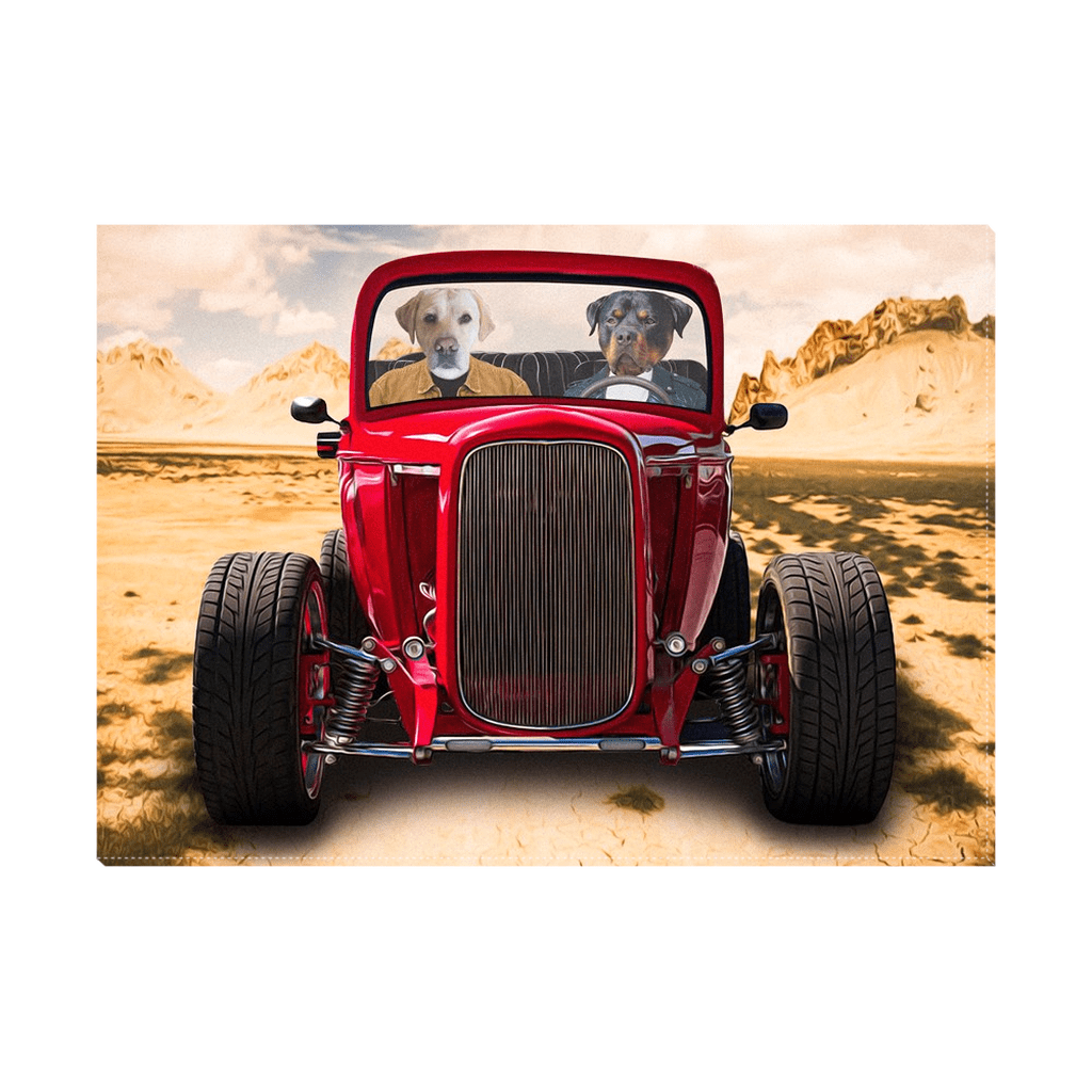 &#39;The Hot Rod&#39; Personalized 2 Pet Standing Canvas