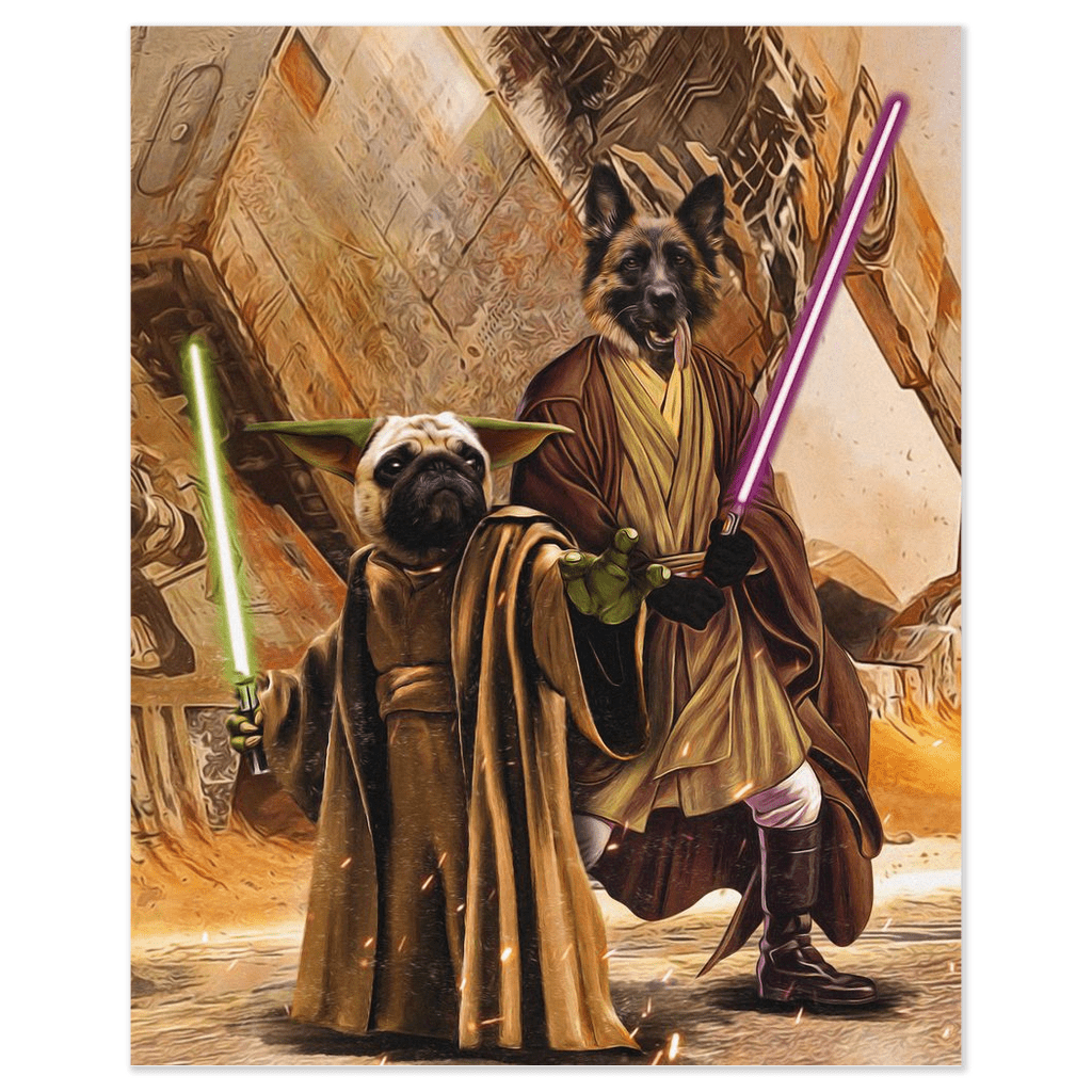 &#39;Yodogg &amp; Jedi-Doggo&#39; Personalized 2 Pet Poster