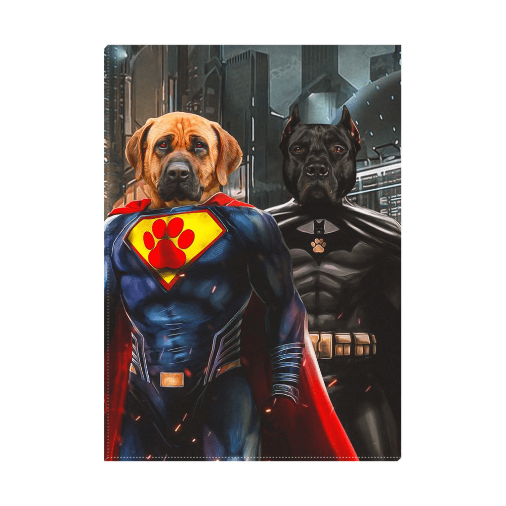 &#39;Superdog &amp; Batdog&#39; Personalized 2 Pet Standing Canvas