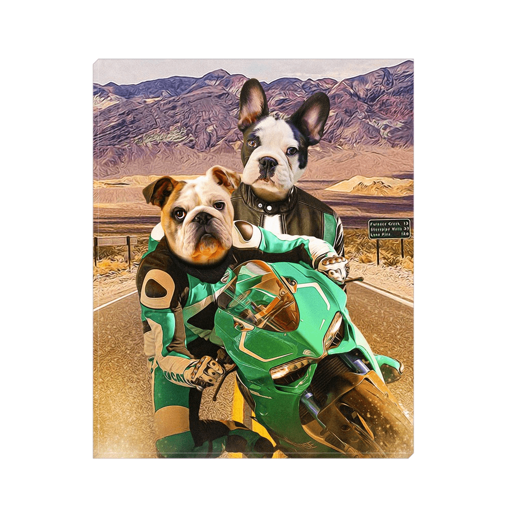 Lienzo personalizado para 2 mascotas &#39;Kawadawgi Riders&#39;