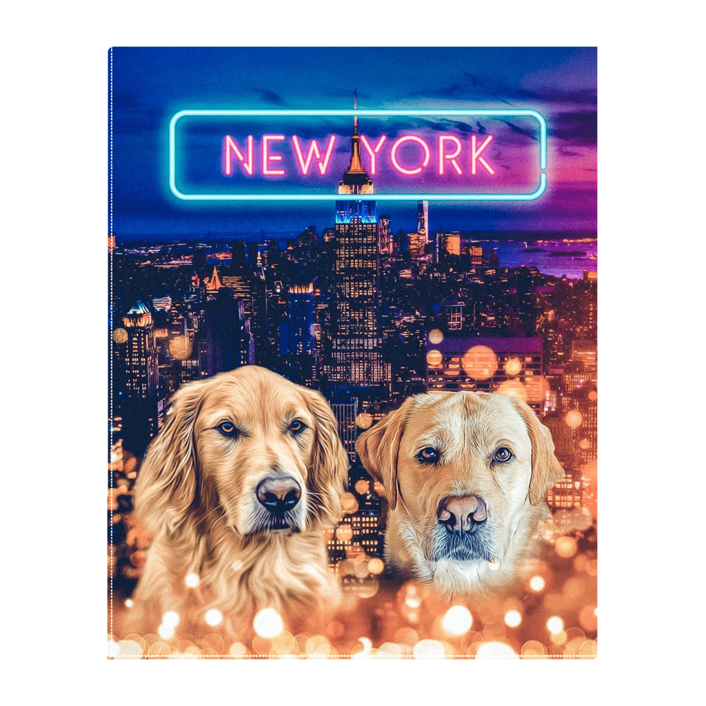 &#39;Doggos of New York&#39; Personalized 2 Pet Standing Canvas