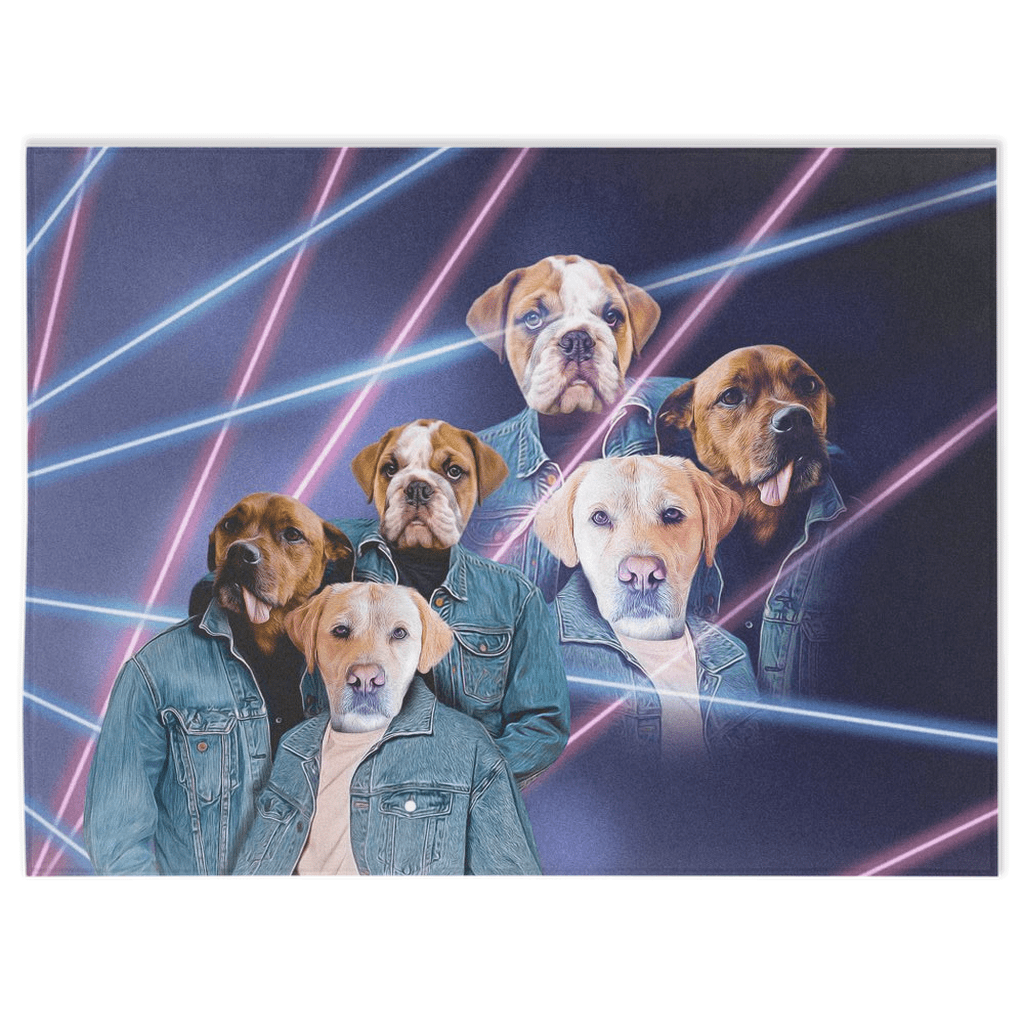 Manta personalizada para 3 mascotas &#39;Retrato Lazer de los años 80 (hombres)&#39; 