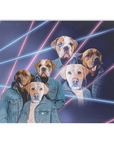 Manta personalizada para 3 mascotas 'Retrato Lazer de los años 80 (hombres)' 