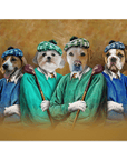 Póster personalizado con 4 mascotas 'Los golfistas'