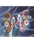 Manta personalizada para 4 mascotas 'Retrato Lazer de los años 80 (4 hembras)' 