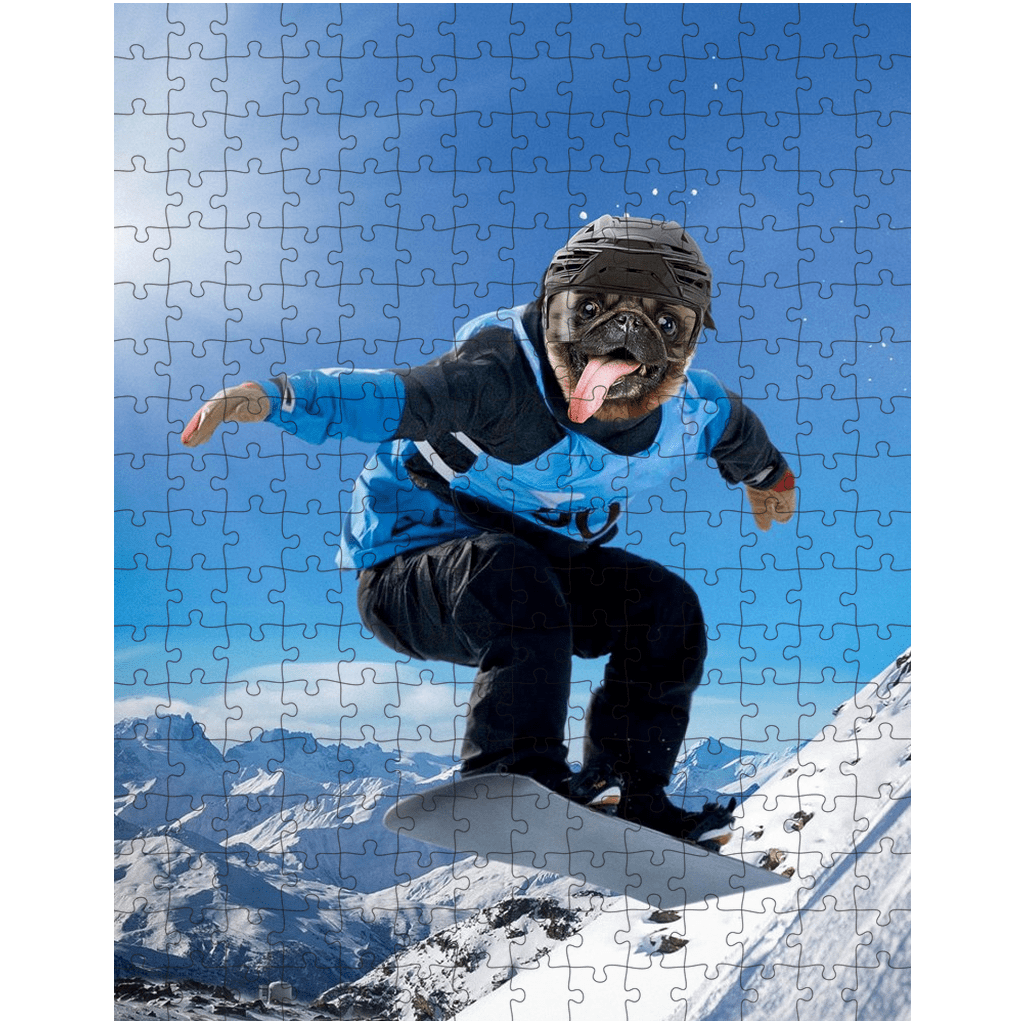 &#39;The Snowboarder&#39; Personalized Pet Puzzle