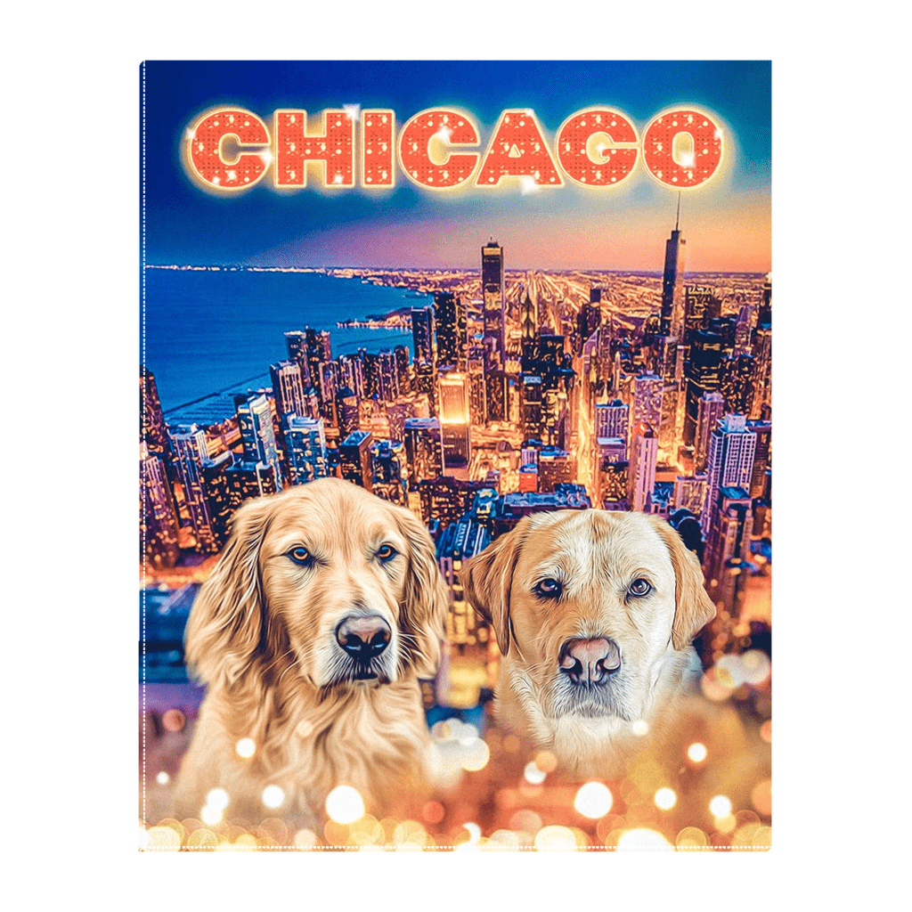 &#39;Doggos Of Chicago&#39; Personalized 2 Pet Standing Canvas