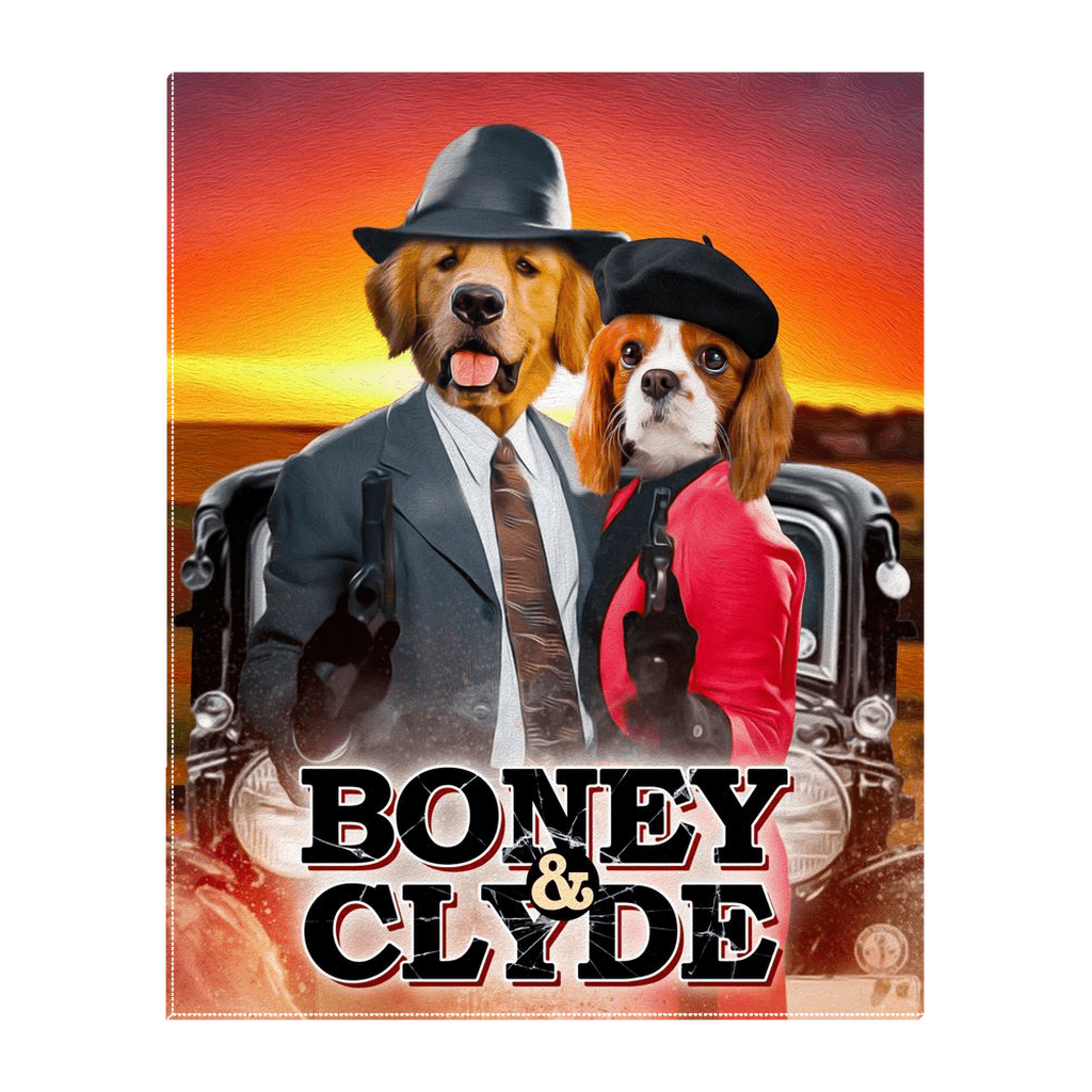 Lienzo personalizado para 2 mascotas &#39;Boney and Clyde&#39;