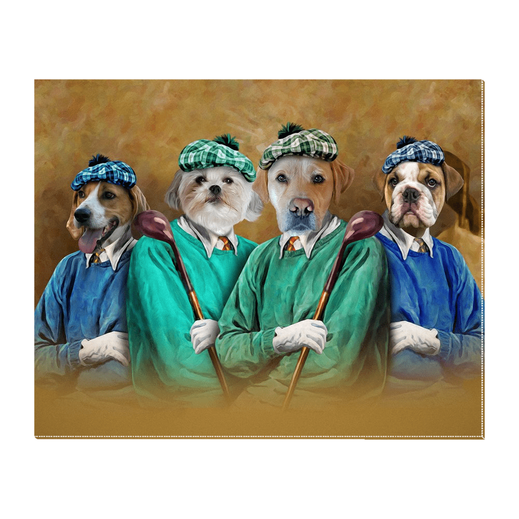 &#39;The Golfers&#39; Personalized 4 Pet Standing Canvas