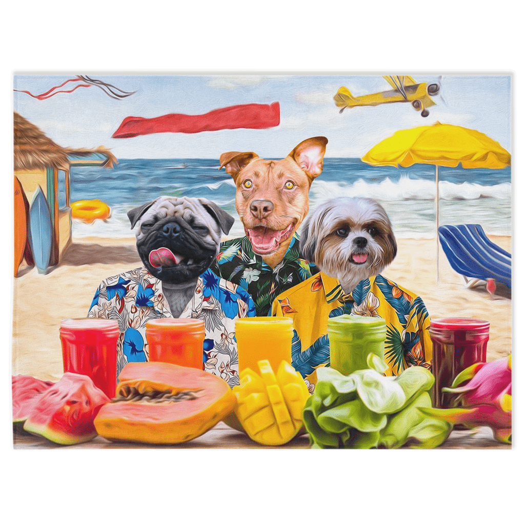 Manta personalizada para 3 mascotas &#39;The Beach Dogs&#39; 