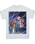 Camiseta personalizada con 3 mascotas 'Retrato Lazer de los años 80 (2 machos/1 hembra)' 