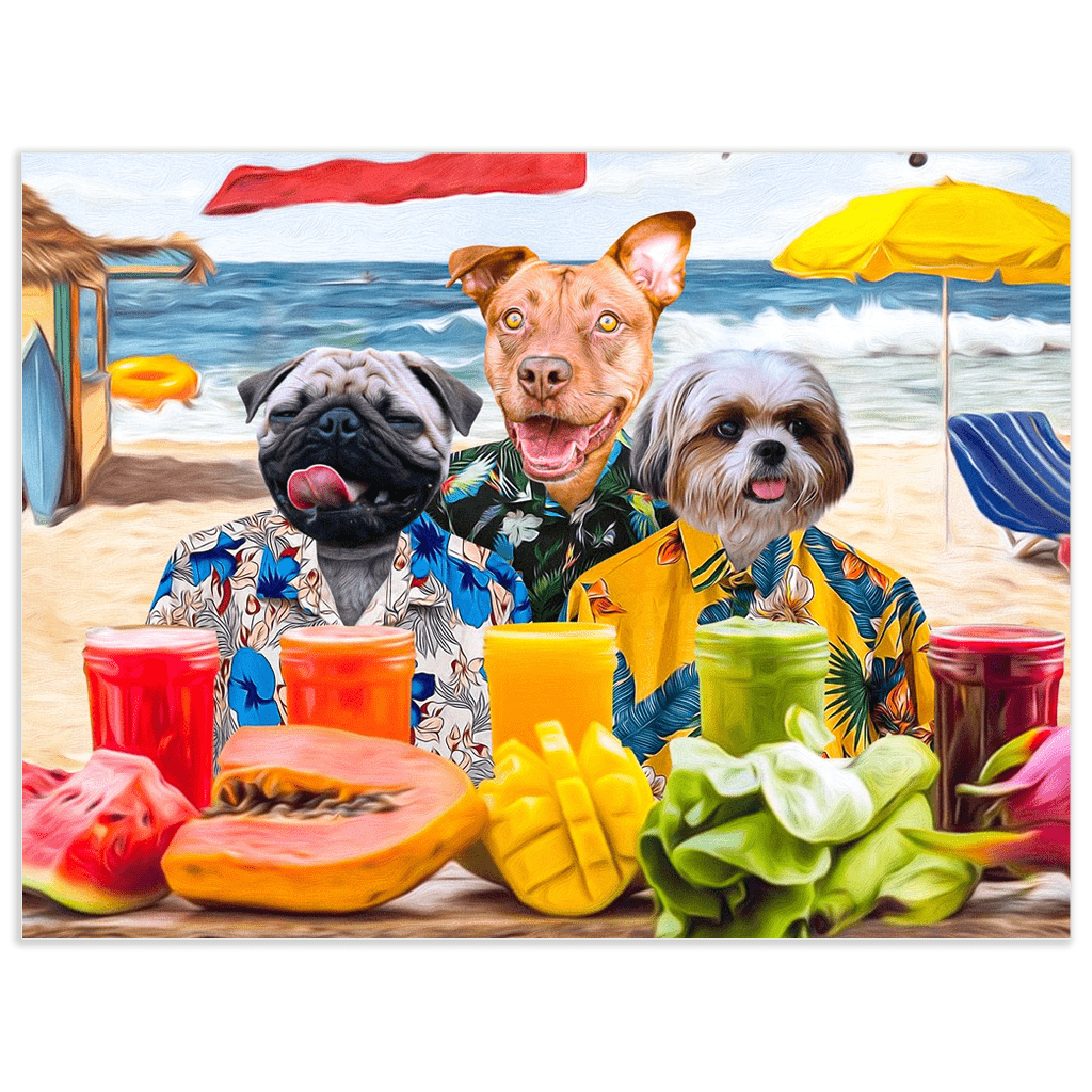 'The Beach Dogs' Personalized 3 Pet Poster – doggovinci