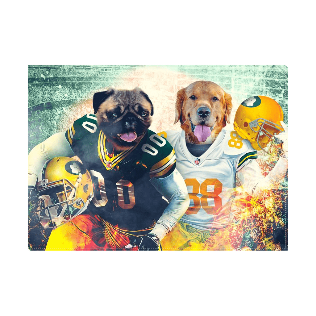 &#39;Green Bay Doggos&#39; Personalized 2 Pet Standing Canvas