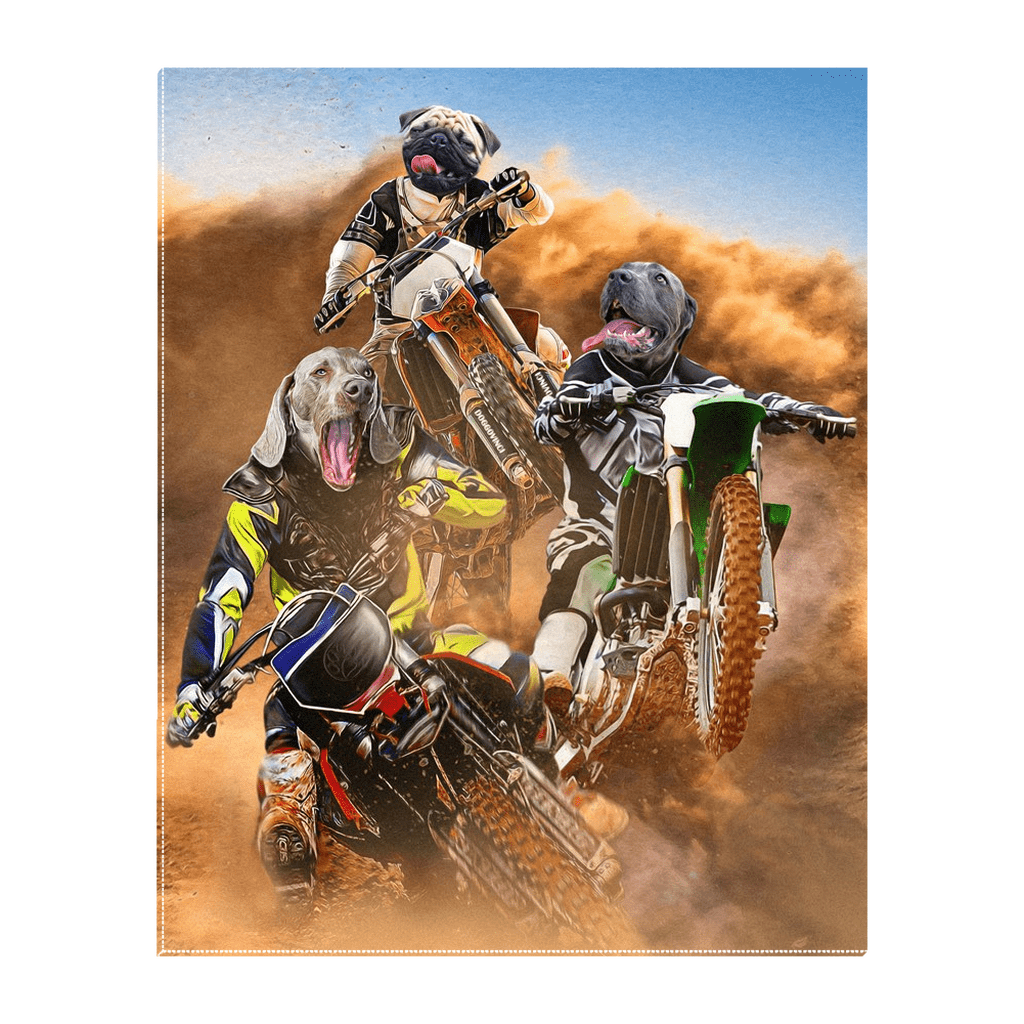 &#39;The Motocross Riders&#39; Personalized 3 Pet Standing Canvas