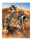 'The Motocross Riders' Personalized 3 Pet Standing Canvas