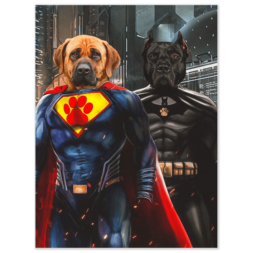 Póster personalizado para 2 mascotas &#39;Superdog y Batdog&#39;