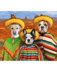 '3 Amigos' Lienzo personalizado para 3 mascotas de pie