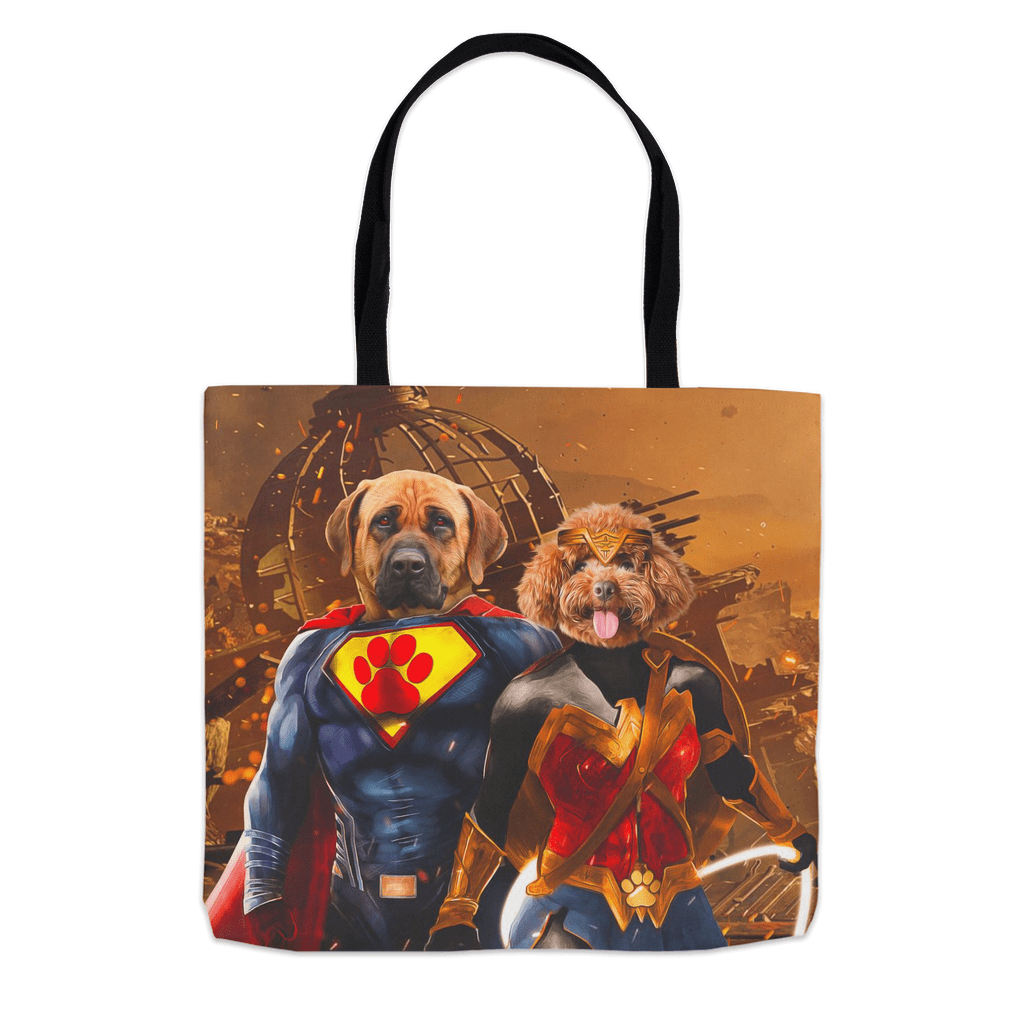 &#39;Superdog &amp; Wonder Doggette&#39; Personalized 2 Pet Tote Bag