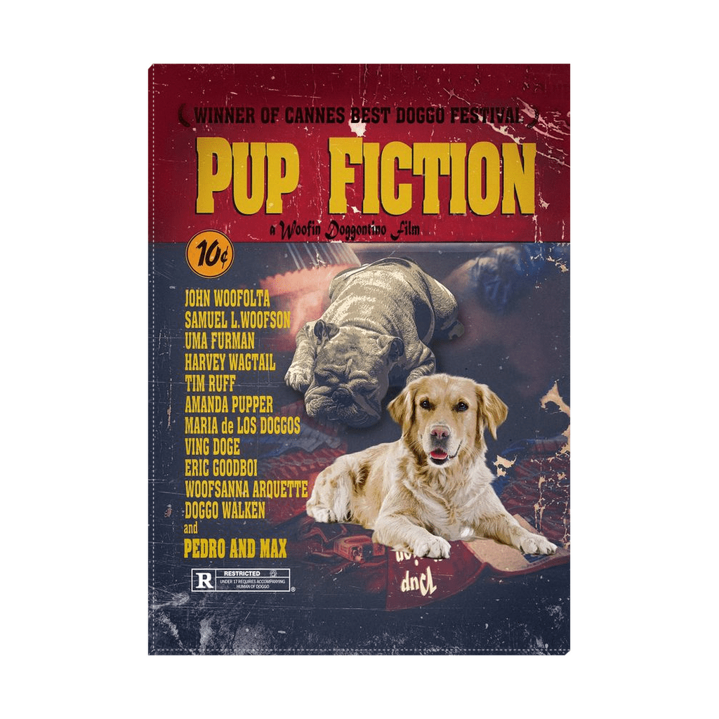 &#39;Pup Fiction&#39; Personalized 2 Pet Standing Canvas