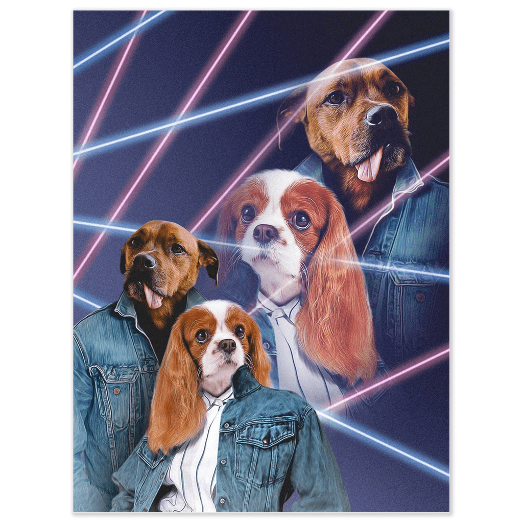 &#39;1980s Lazer Portrait&#39; Personalized 2 Pet Poster