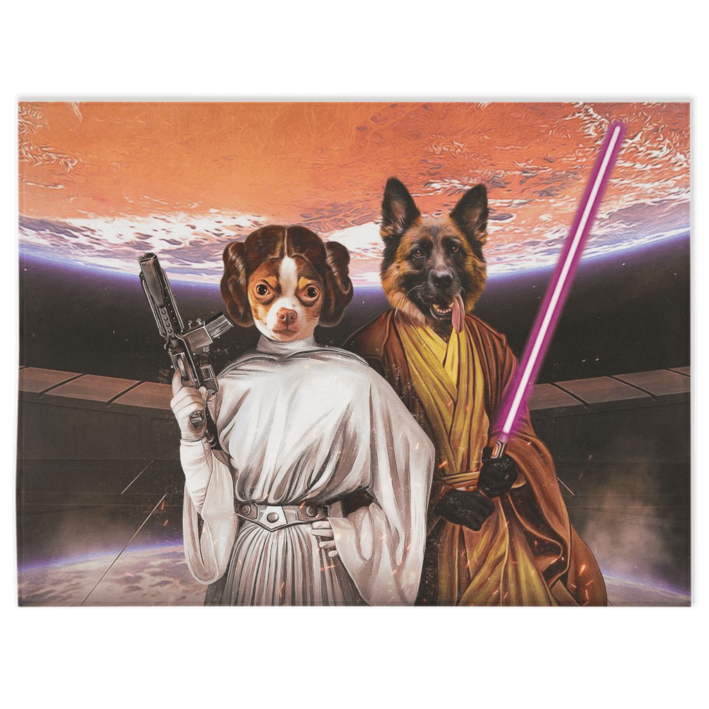 &#39;Princess Leidown &amp; Jedi-Doggo&#39; Personalized 2 Pet Blanket