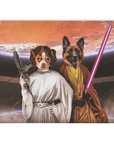 'Princess Leidown & Jedi-Doggo' Personalized 2 Pet Blanket