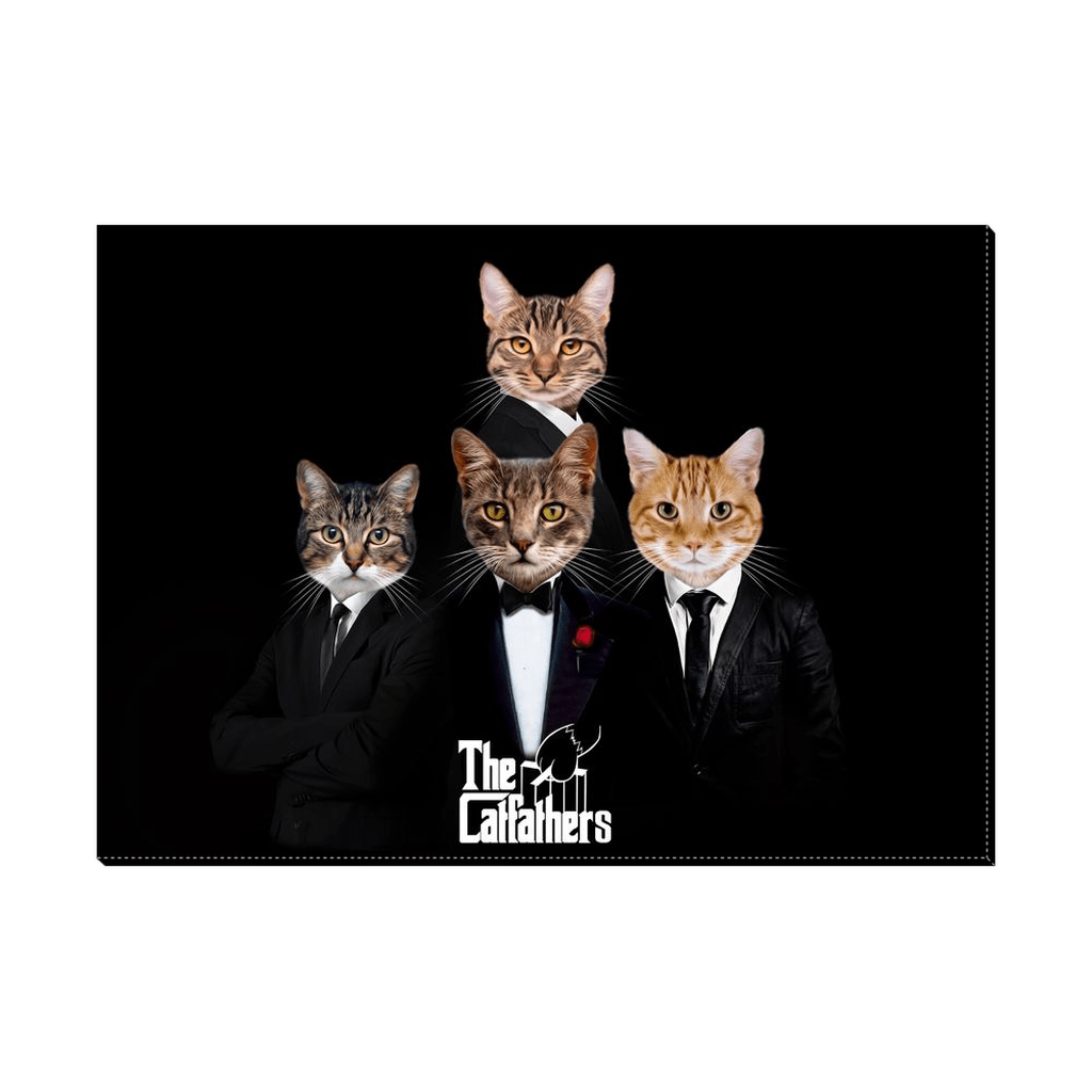 Lienzo personalizado con 4 mascotas de pie &#39;The Catfathers&#39;