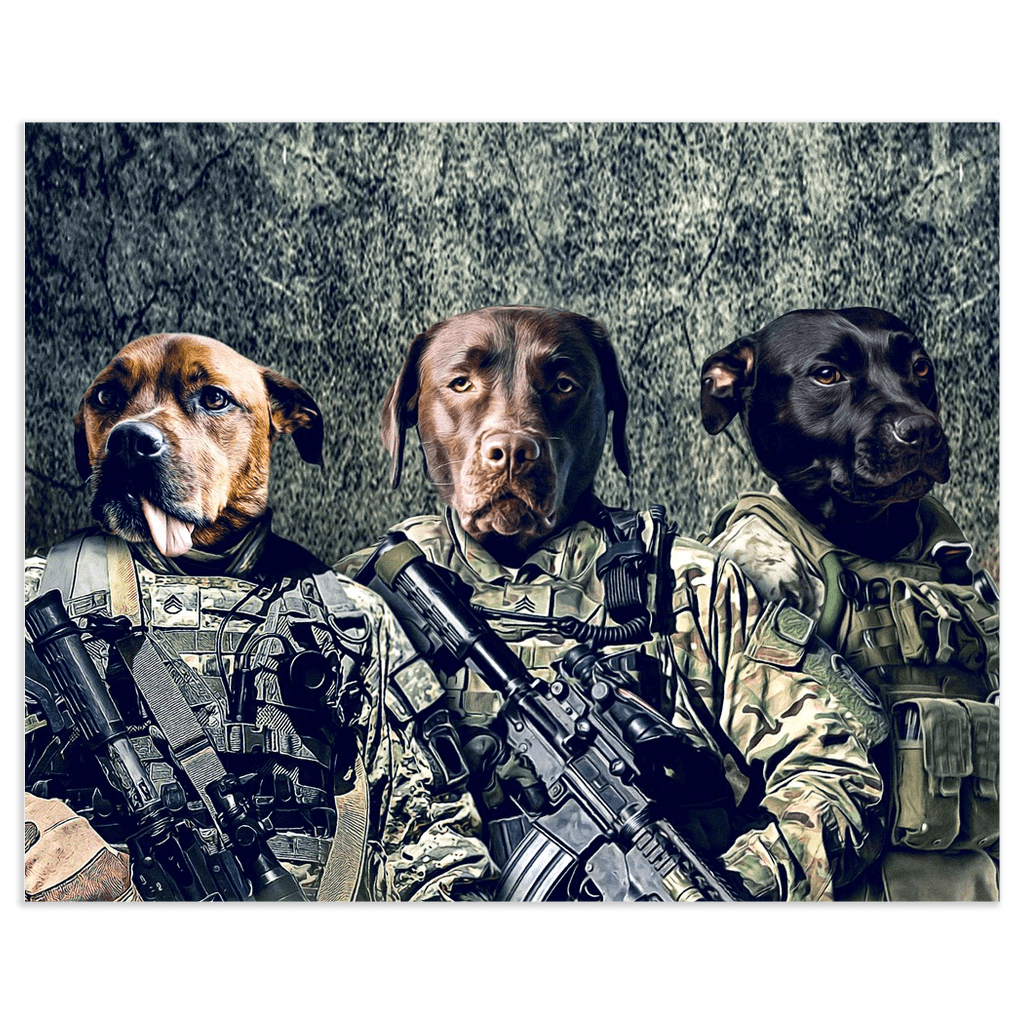 Póster personalizado de 3 mascotas &#39;The Army Veterans&#39;