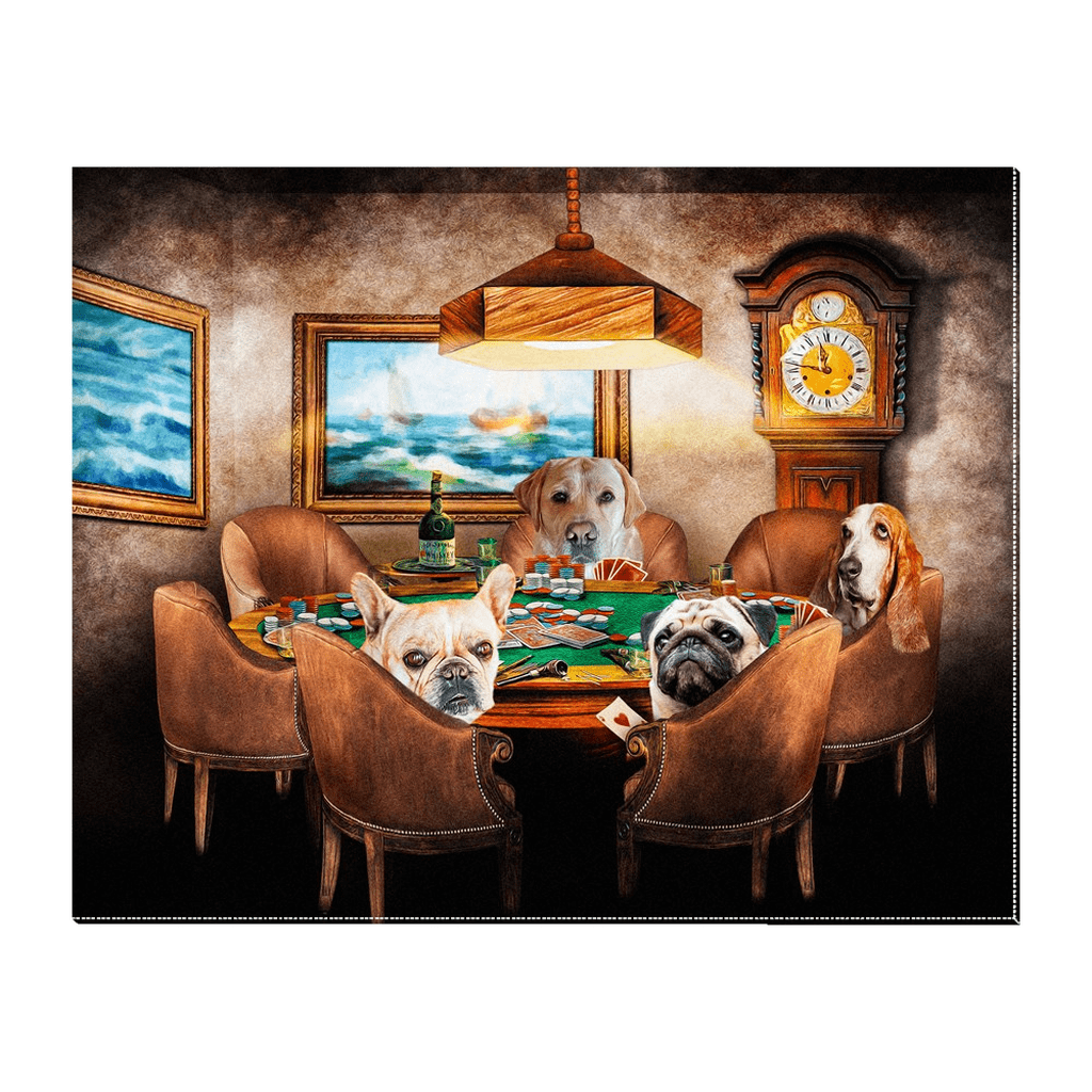 &#39;The Poker Players&#39; Personalized 4 Pet Standing Canvas