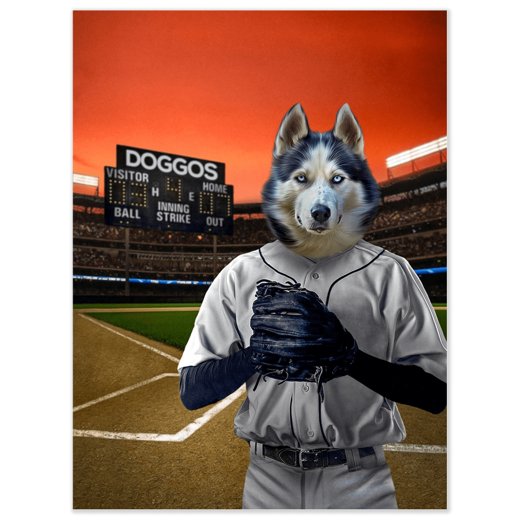 &#39;The Baseball Player&#39; Personalized Dog Poster