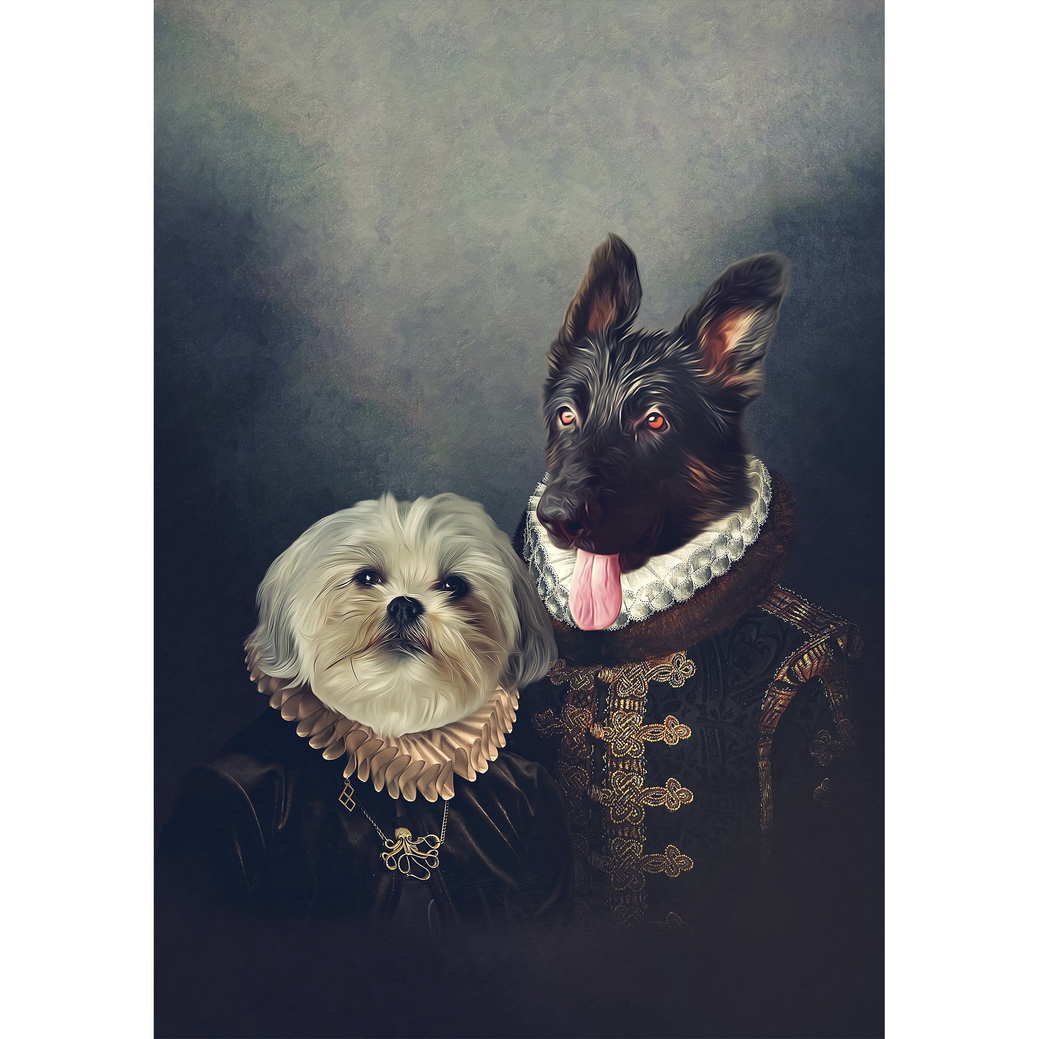 Retrato digital de 2 mascotas del &#39;Duque y Duquesa&#39;