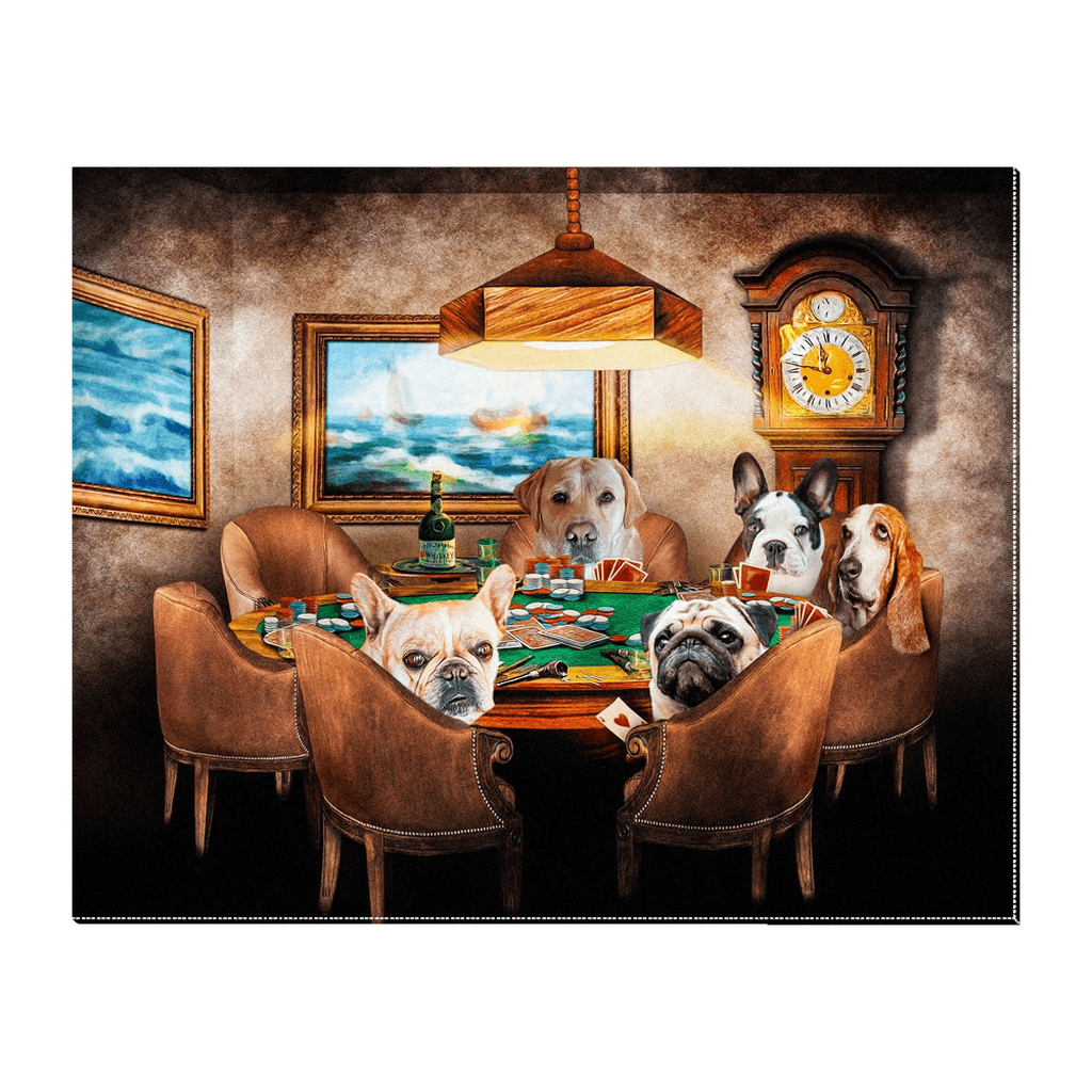 &#39;The Poker Players&#39; Personalized 5 Pet Standing Canvas