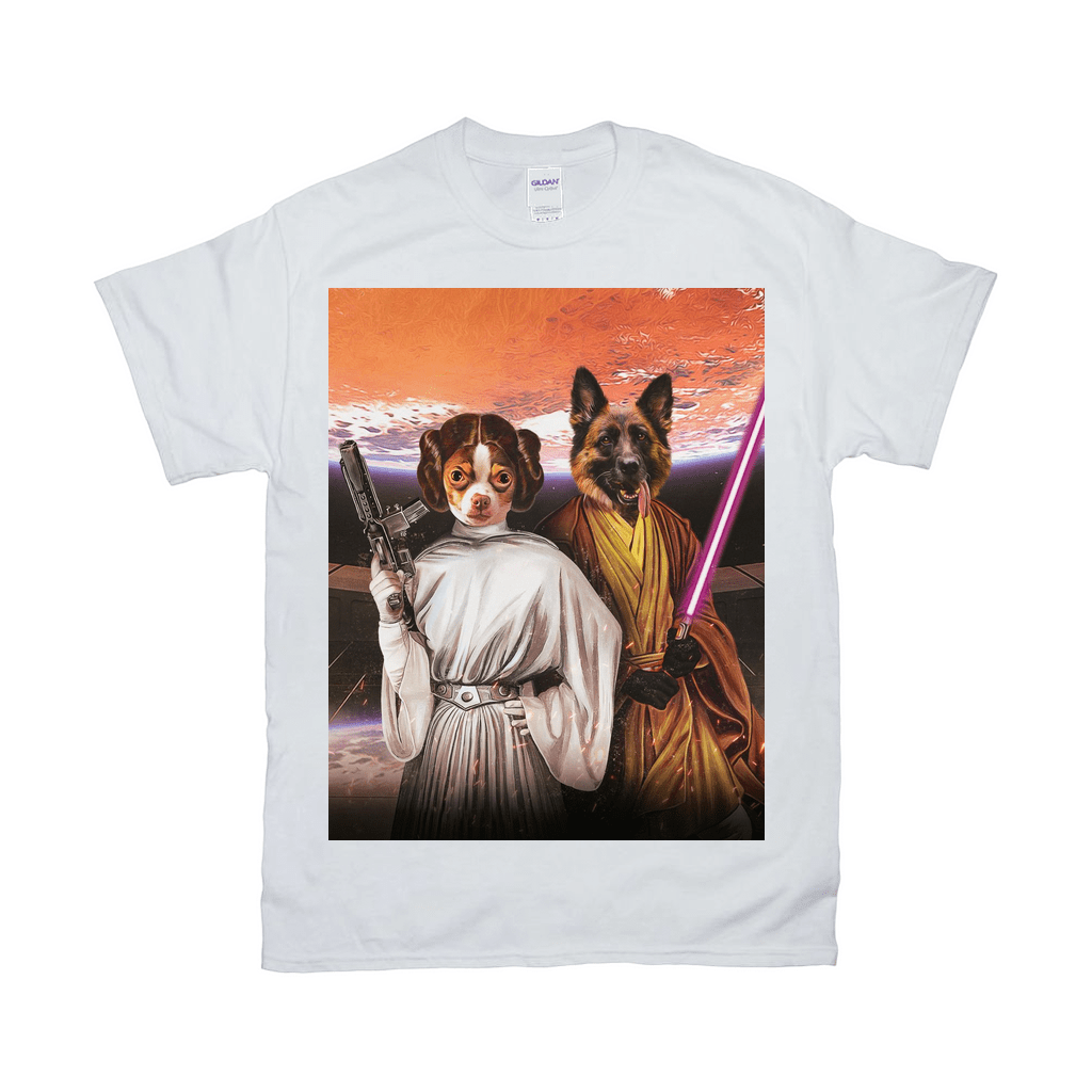 Camiseta personalizada para 2 mascotas &#39;Princesa Leidown y Jedi-Doggo&#39; 