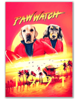 Póster personalizado para 2 mascotas 'Paw Watch'