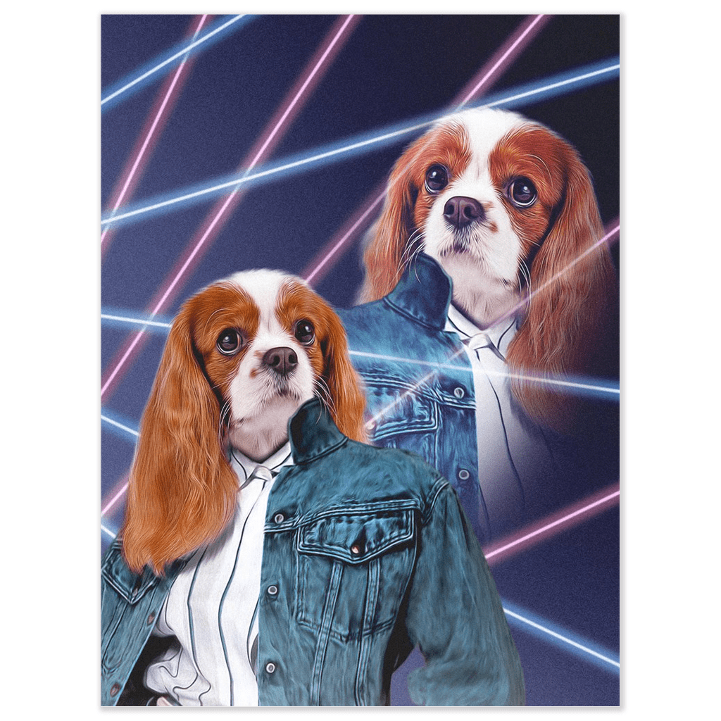 Póster de mascota personalizado &#39;Retrato Lazer de los años 80 (hembra)&#39;