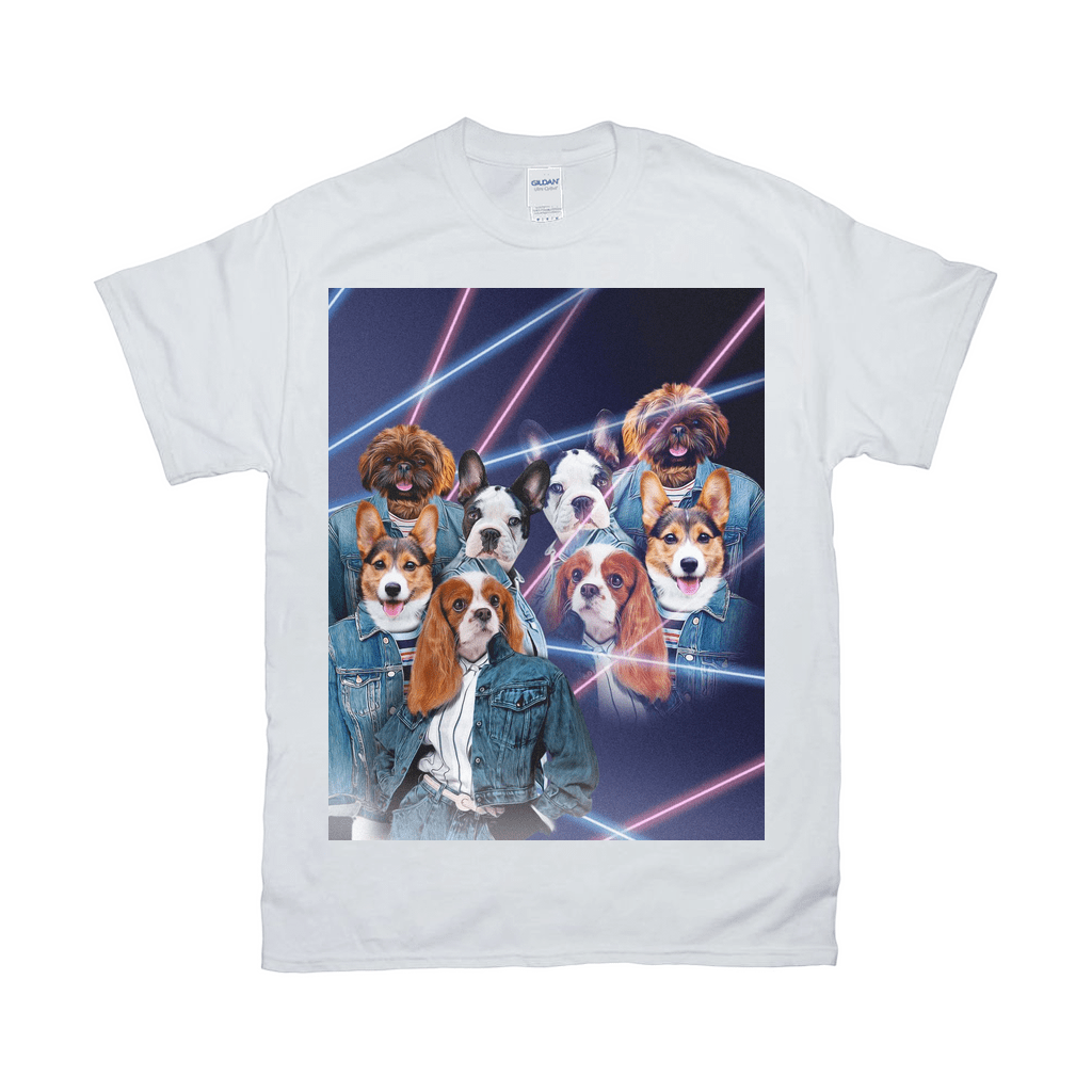 Camiseta personalizada para 4 mascotas &#39;Retrato Lazer de los años 80 (4 hembras)&#39; 