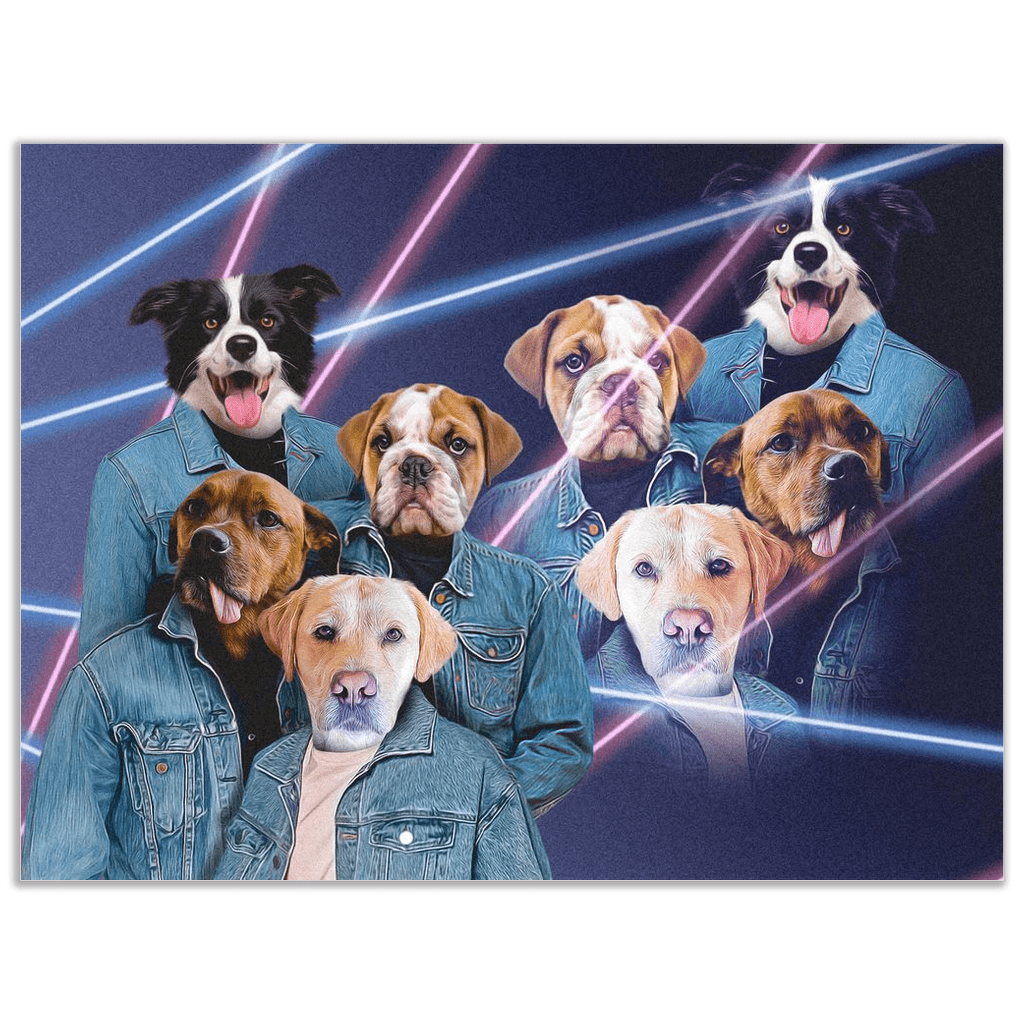 Póster Lazer Portrait (4 machos) de los años 80 &#39;Personalizado para 4 mascotas