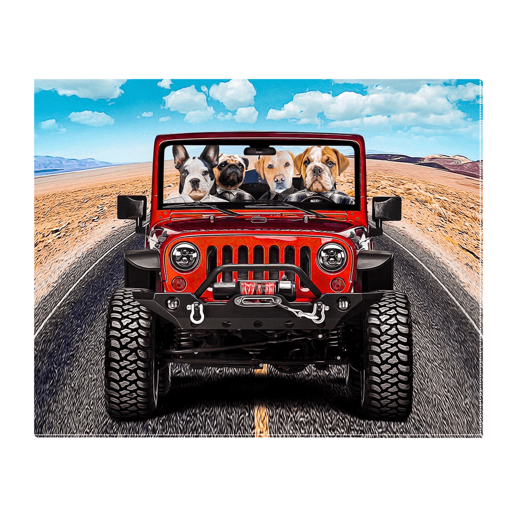 &#39;The Yeep Cruisers&#39; Personalized 4 Pet Standing Canvas