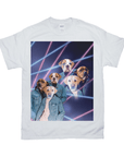 Camiseta personalizada con 3 mascotas 'Retrato Lazer de los años 80 (hombres)' 