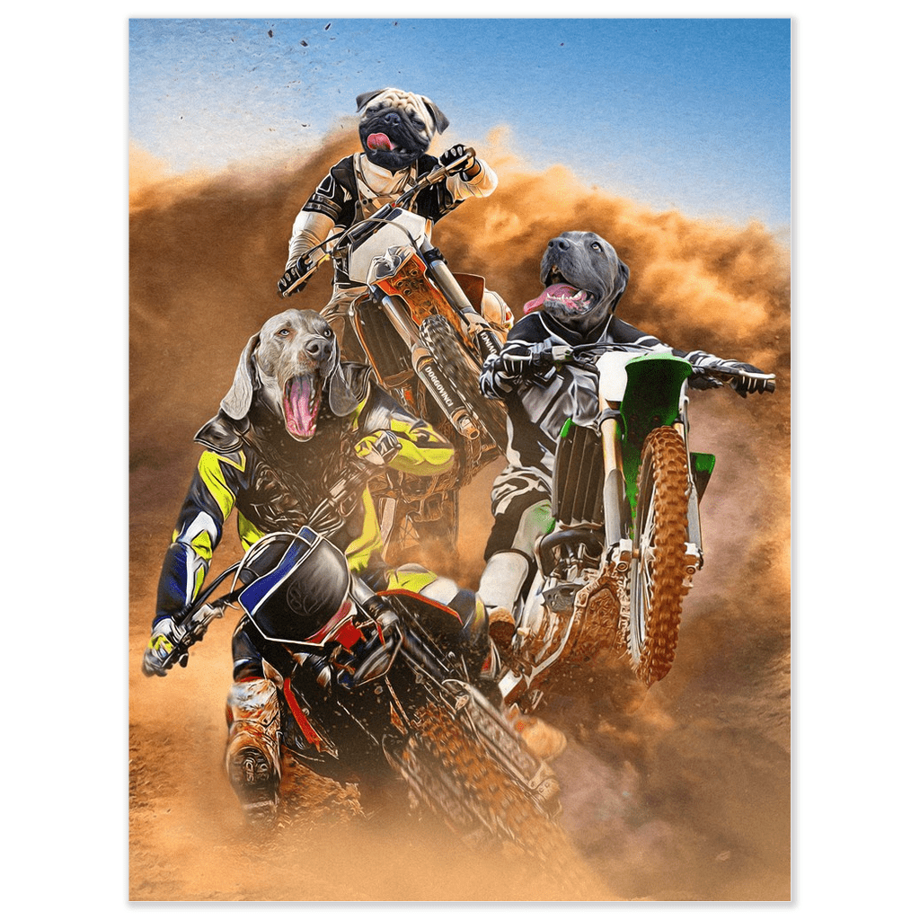&#39;The Motocross Riders&#39; Personalized 3 Pet Poster