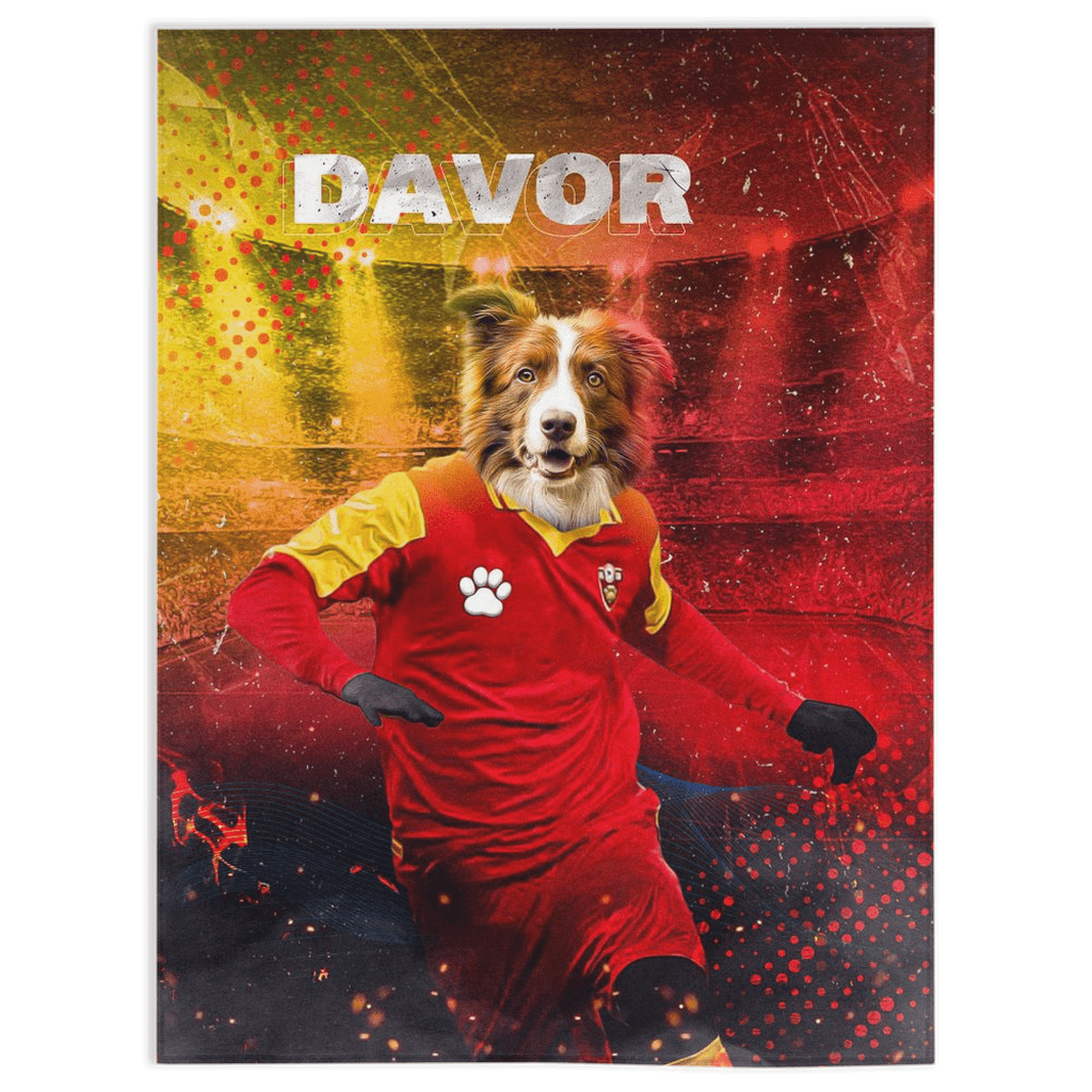 &#39;Montenegro Doggos Soccer&#39; Personalized Pet Blanket