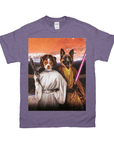 'Princess Leidown & Jedi-Doggo' Personalized 2 Pet T-Shirt