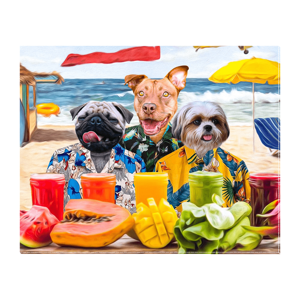 &#39;The Beach Dogs&#39; Personalized 3 Pet Standing Canvas