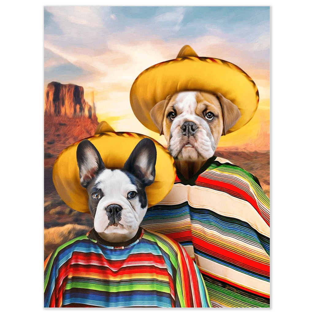 &#39;Amigos&#39; Personalized Pet Portraits - Custom Multi-Pet Canvas &amp; Poster Artwork